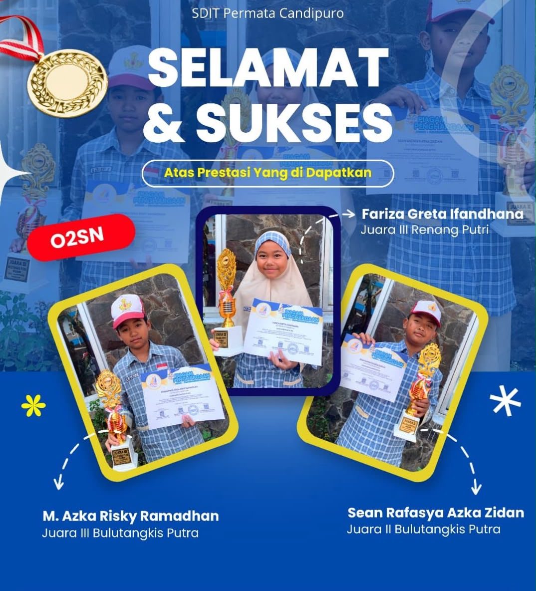 Tiga Piala O2SN 2026 Pulang ke SDIT Permata Candipuro